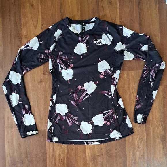 The North Face Tops - The North Face Women's Floral Long Sleeve Tee - Black and White